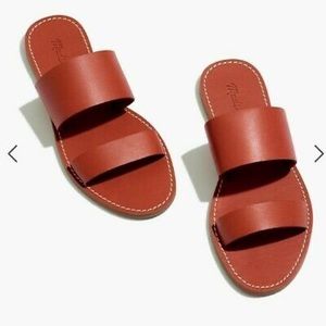 Madewell Boardwalk Double Strap Slide Sandals in Brick